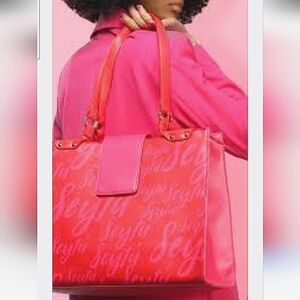 SEYTU Signature Structured Tote Bag In Hot Pink/Red. NEW